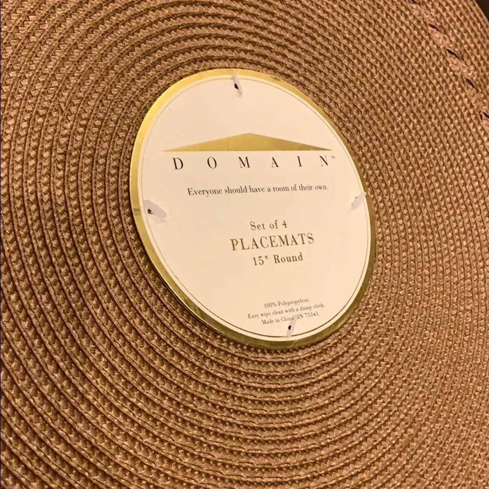 New! Domain set of 4 woven tan round placemats